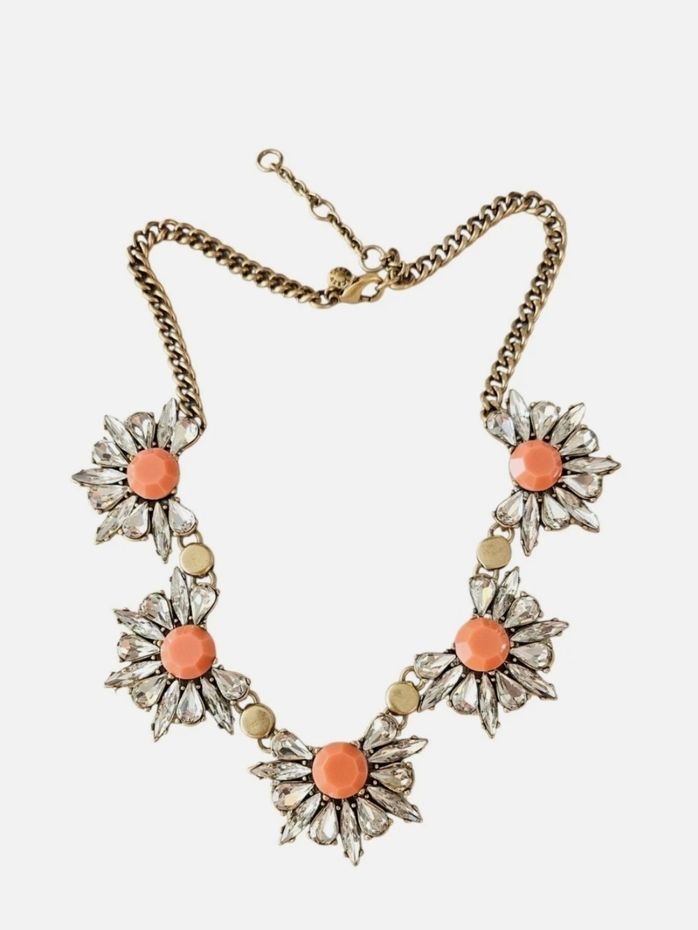 Vintage J. Crew Melon Starburst Rhinestone Statement Necklace